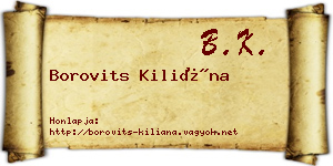 Borovits Kiliána névjegykártya